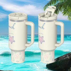 Summer Beach Life & Starfish Aesthetic Insulated Tumbler with Handle