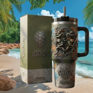 Teenage Mutant Ninja Turtles 3D Sculpted Tumbler TMNT Cowabunga Retro Wrap