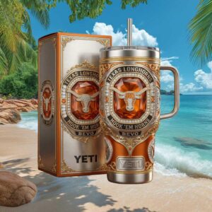 Texas Longhorns Bevo Commemorative Jeweled 40oz Tumbler with Handle
