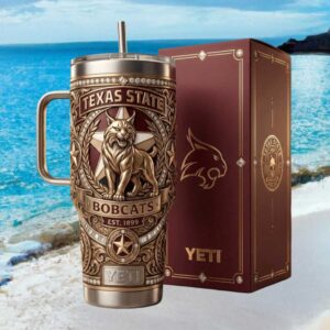 Texas State Bobcats Est 1899 Custom 3D Jewel Encrusted Tumbler