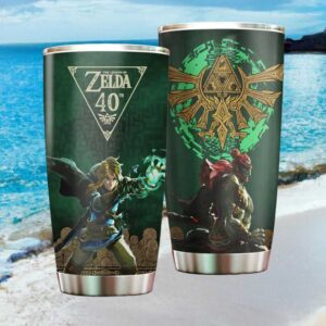 The Legend of Zelda 40th Anniversary Link vs Ganondorf Green Tumbler