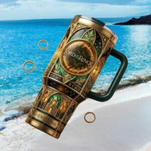 The Lord of the Rings 3D Elven Stained Glass & Middle Earth Map Tumbler