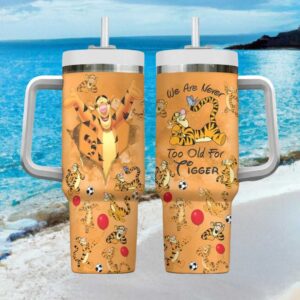 Tigger “Never Too Old” Orange Burst 40oz Tumbler with Handle