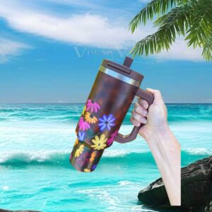 Tortoiseshell Floral Hand Painted Style 40oz Insulated Tumbler