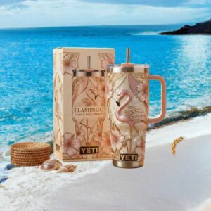 Tropical Flamingo “Grace in Every Moment” Jeweled 3D Embossed Tumbler