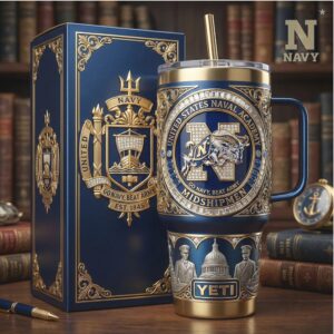 US Naval Academy Midshipmen Luxury Navy & Gold Anniversary 40oz Tumbler