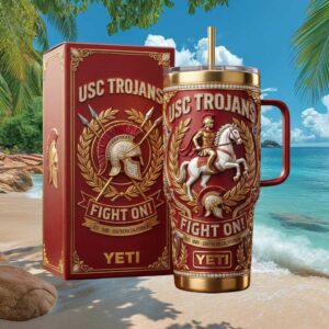 USC Trojans Fight On Southern California Gold Luxury Yeti Tumbler (1)