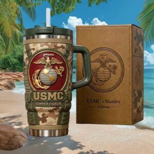USMC Semper Fidelis Marine Corps Camo Edition Insulated 40oz Tumbler
