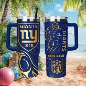Personalized New York Giants NFL Laser Engraved 40oz Tumbler with Handle