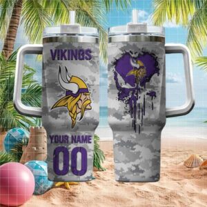 Personalized Minnesota Vikings NFL Digital Camo 40oz Tumbler with Handle