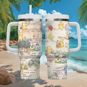Vintage 100 Acre Wood Map Winnie the Pooh Personalized 40oz Tumbler