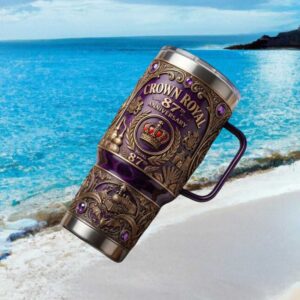 Vintage Royal Purple 87th Anniversary Whiskey Style 40oz Tumbler Crown & Crest Filigree Design