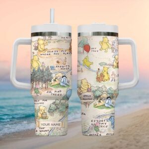 Vintage Winnie the Pooh and Friends Map Custom 40oz Tumbler