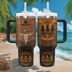 Vintage Yellowstone Dutton Ranch Est 1886 Longhorn Skull Tumbler