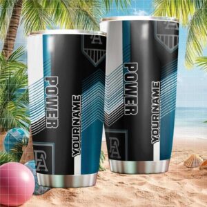 Personalized Port Adelaide Power AFL Tumbler Custom Name Stainless Steel Tumbler