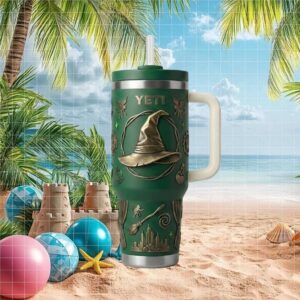 Wicked The Musical Emerald City Wizard Hat 3D Embossed Fantasy Tumbler