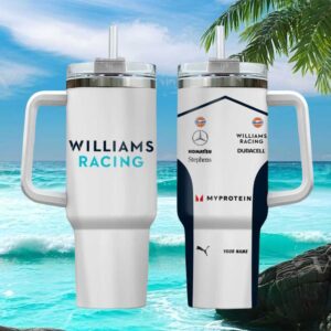 Williams Racing F1 Team Custom Name 40oz Tumbler Classic White & Blue