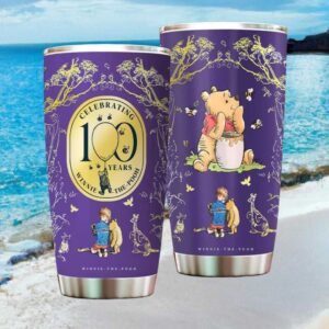 Winnie The Pooh 100 Years Celebration Purple Gold Foil Style Tumbler