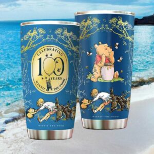 Winnie the Pooh & Christopher Robin 100 Years Celebration Blue Steel Tumbler