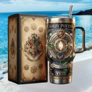 Wizarding World 40oz Tumbler with Collector's Box Magic Is Eternal Houses 3D Design