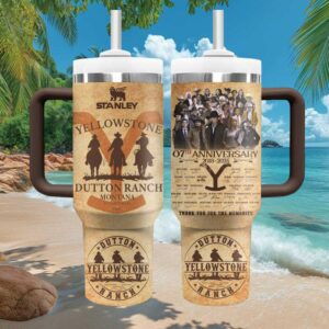 Yellowstone Dutton Ranch 07th Anniversary Cast Signatures Tumbler Wrap