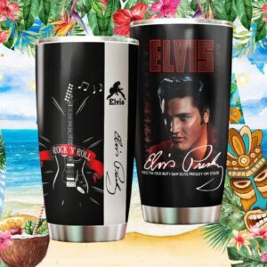 “Yes I'm Old But I Saw Elvis On Stage” Rock N' Roll Guitar Tumbler