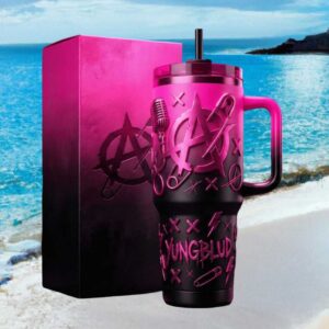Yungblud Anarchy Pink and Black Punk Rock Ombre 40oz Tumbler
