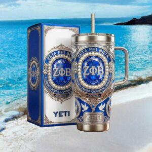 Zeta Phi Beta Sorority 1920 Blue Diamond & Pearl Jeweled 3D Insulated Tumbler
