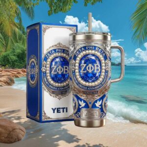 Zeta Phi Beta Sorority 1920 Blue Diamond & Pearl Jeweled 3D Insulated Tumbler