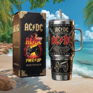 ACDC Back In Black High Voltage PWR UP Rock Band Commemorative Steel Tumbler