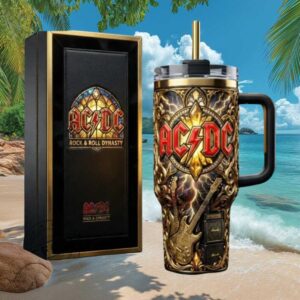 ACDC Rock & Roll Dynasty Gold Embossed 40oz Insulated Tumbler