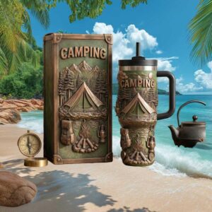 Adventure Awaits Camping 3D Sculpted Scenic 40oz Tumbler for Outdoor Lovers
