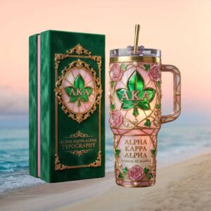 Alpha Kappa Alpha (AKA) Sorority Stained Glass Style Floral 3D Tumbler