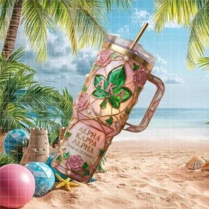Alpha Kappa Alpha Sorority AKA Stained Glass Pearl Rose Tumbler