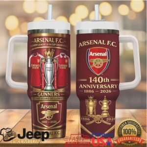 Arsenal F.C. 140th Anniversary 1886 2026 Gunners Premier League 40oz Tumbler