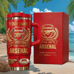 Arsenal FC 140th Anniversary 1886 2026 Personalized Name 40oz Tumbler