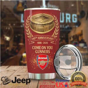 Arsenal FC 140th Anniversary 1886 2026 The Gunners Commemorative Tumbler