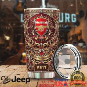 Arsenal FC 140th Anniversary Gold Filigree Emblem Luxury Insulated Tumbler