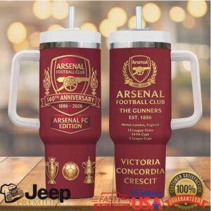 Arsenal FC 140th Anniversary Limited Edition 40oz Tumbler with Handle