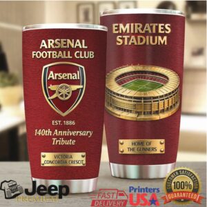 Arsenal FC 140th Anniversary Tribute Emirates Stadium Leather Style Tumbler