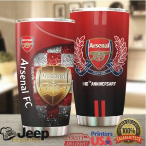 Arsenal FC Official Crest 140th Anniversary Mosaic Design Insulated Travel Tumbler