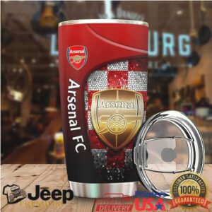 Arsenal FC Official Crest 140th Anniversary Mosaic Design Insulated Travel Tumbler