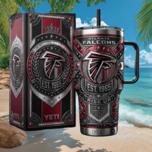 Atlanta Falcons NFL Rise Up Custom 3D Embossed 40oz Tumbler with Handle