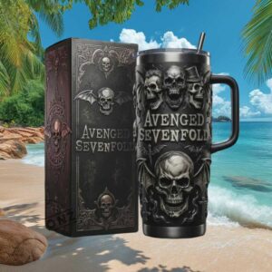 Avenged Sevenfold Deathbat 3D Embossed Rock Band Tumbler & Gift Box