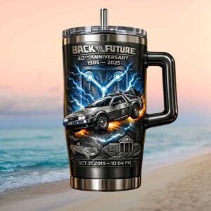 Back To The Future 40th Anniversary 1985 2025 DeLorean Flux Capacitor Tumbler