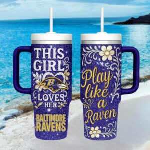 Baltimore Ravens Play Like A Raven Glitter Floral Insulated Tumbler Wrap