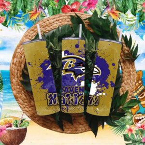 Baltimore Ravens Raven Nation Gold Splash 20oz Skinny Tumbler
