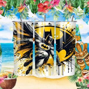 Batman Action Hero Comic Paint Splash Skinny Tumbler Wrap