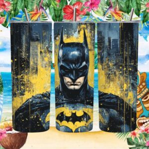 Batman Dark Knight City Skyline Paint Splatter Tumbler Design