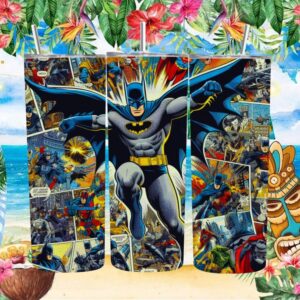 Batman Vintage Comic Book Panel Skinny Tumbler Wrap